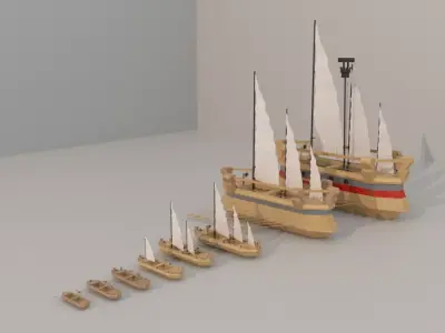 Wooden Sailing Ship With Cannons Upgrade Pack 3D model