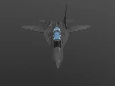 MiG-29 fighter jet flying in sky Low-poly 3D model