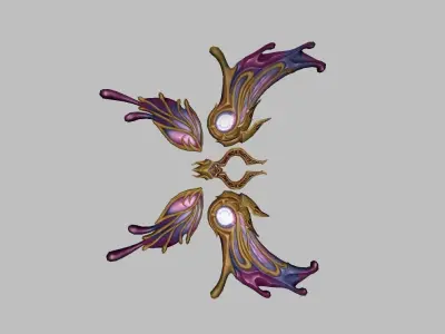 Purple Golden Wing Low-poly 3D model