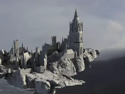 Castle With town 3D model