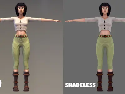 Paint Poly - Female WW2 Private - GameReady Low-poly 3D model