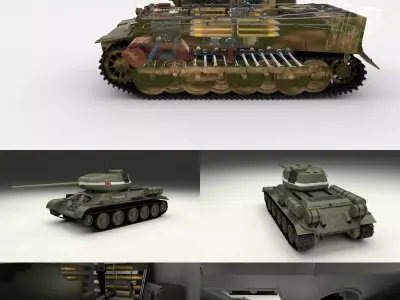 T34-85 Tiger Tank Late Pack with Interior 3D model