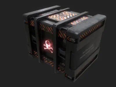 3D Low-Poly Sci-Fi Box with Hologram Low-poly 3D model