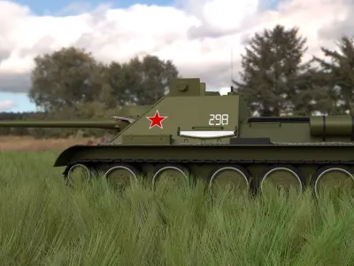 SU 100 with Interior HDRI 3D model
