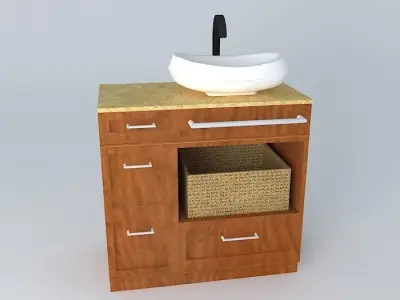 Bacha and wood furniture Free 3D model