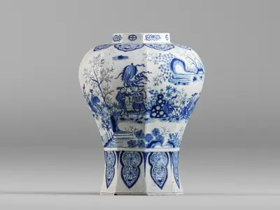 001590 18th Century Chinese Porcelain Vase 3D model
