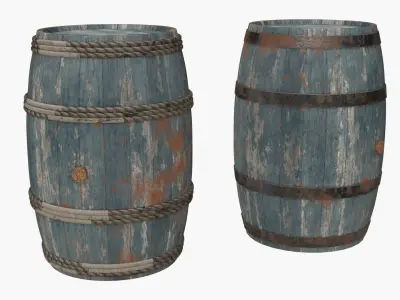 Wooden Barrels Assets 4 Low-poly 3D model