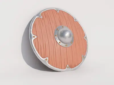 Wooden Stylized Shield - PBR Game Ready Free low-poly 3D model