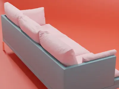 3D Realistic Sofa model with two pillows Free 3D model