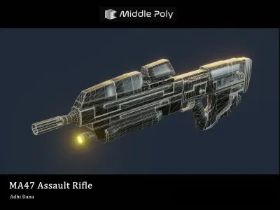 MA47 Assault Rifle Free low-poly 3D model