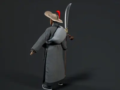 ancient chinese warrior  Low-poly 3D model