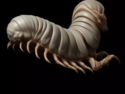 Grotesque Skull-Millipede Hybrid Monster with Claws 3D Render Low-poly 3D model