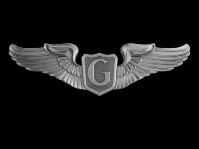 USAAF Glider Pilot Wings Badge 3D model