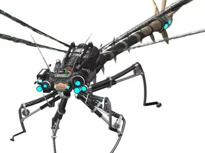 Dragonfly model with long legs 3D model