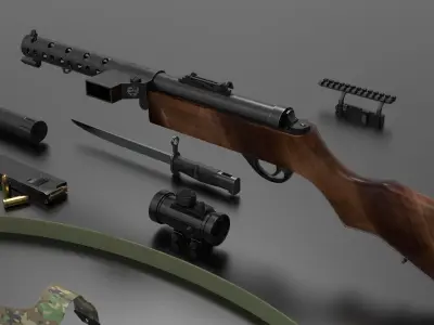 MP 28 ww2 weapon Fps-Tps Low-poly 3D model