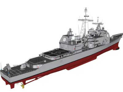 USS CG-52 Bunker Hill Ticonderoga class guided missile cruiser 3D model