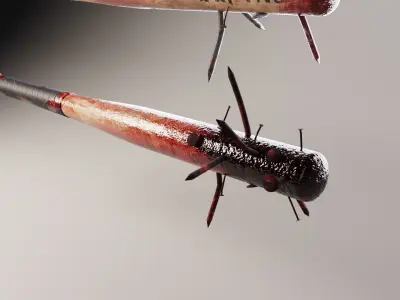 Baseball Bat with Nails Low-poly 3D model
