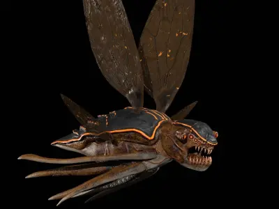 Bug 5 flying insect with wings Low-poly 3D model