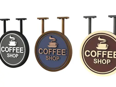 Signboards coffee shop 3D model