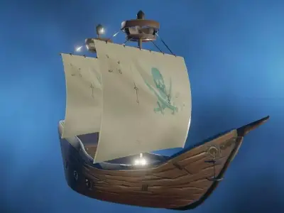 Pirate Ship Hand-Painted Low-poly 3D model