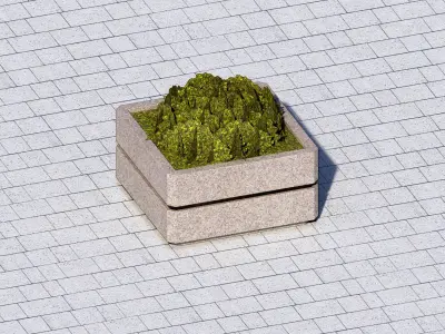 Concrete Planter - Street Commercial Planter 02 Low-poly 3D model