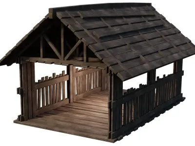 FREE Old Simple Wooden Shed Building 2K GameReady 001 Free low-poly 3D model