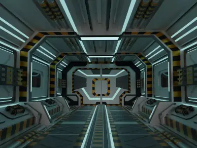 Sci Fi Corridor 3D model free Free 3D model