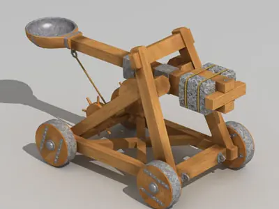 Catapult wooden cannon 3D model