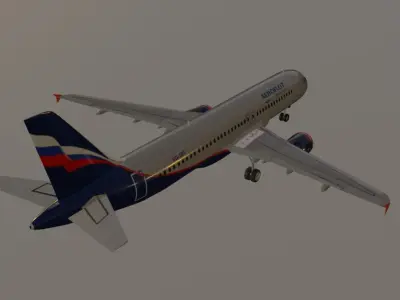 Aeroflot airbus a320-214 low poly 3D Model Low-poly 3D model