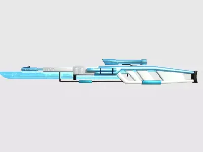 SciFi Sniper Gunblade A01 White Blue - Fiction Weaponry Low-poly 3D model