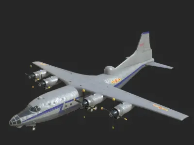 China Yun-8 Transport Aircraft Family High tech series aircraft Low-poly 3D model