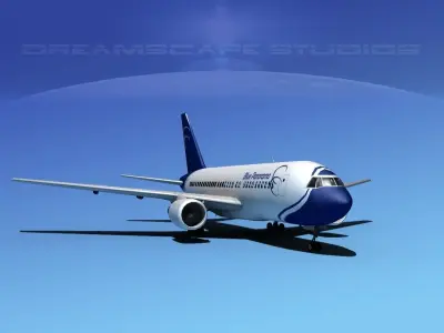 Boeing 767-100 Blue Panarama 3D model