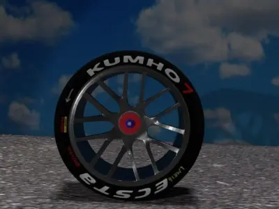 Racing wheels Kumho tires Low-poly 3D model