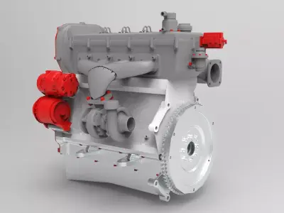 Nurbs Diesel Turbo Engine with Interior Parts 3D model