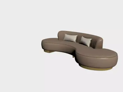 Curved Sofa Model Modern Luxury Upholstered Sofa for Interior Free 3D model