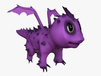 Rigged little cute dragon Low-poly 3D model