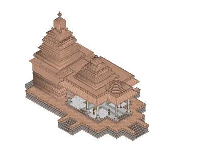 Indian Temple Model Package of 2 Temples with Garden Low-poly 3D model