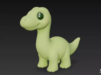 Cartoon Plush Brachiosaurus Low-poly 3D model