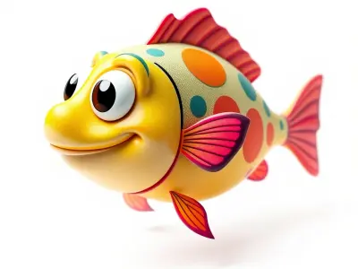 Animated Cartoon Fish Model Pack with Colorful Spots Low-poly 3D model