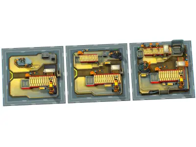 isometrical Mechanical Robot Assembly Conveyor ALL Low-poly 3D model