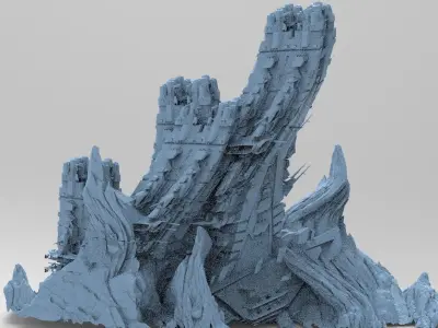 Mars Ship Mountain Rock 3 3D model