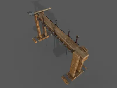 Medieval Rack and swords Low-poly 3D model