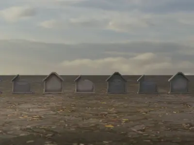 Hand Sculpted cemetery gravestones part 3  Low-poly 3D model