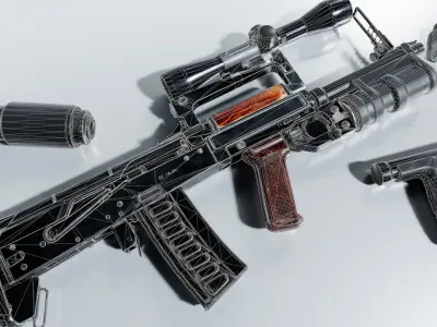 OTs-14 Groza Low-poly 3D model