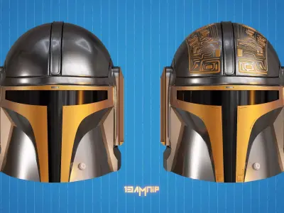 Detailed Mandalorian Helmet 3D print model