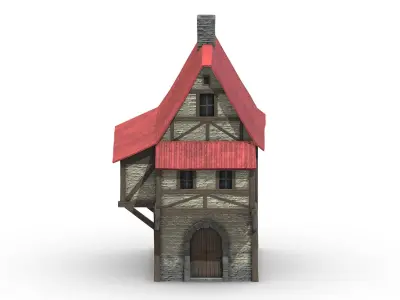 Medieval Building 05 Low Poly PBR Realistic Low-poly 3D model