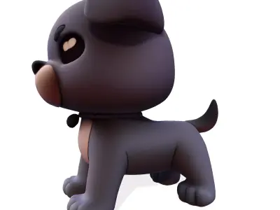 Cute Dog for rigging or 3d printing Low-poly 3D model