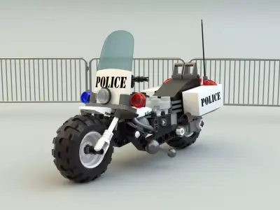 Lego Police Motorcycle  Low-poly 3D model