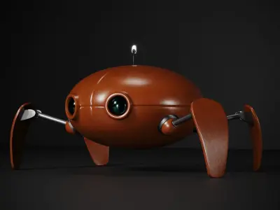 Crab 3d model robot with eyes Low-poly 3D model