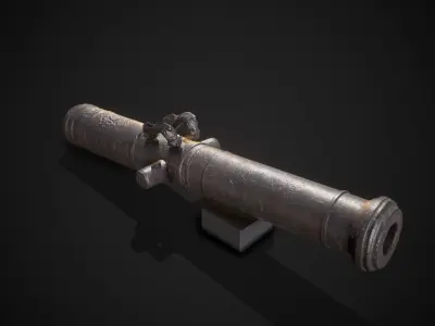 PBR Old Cannon Low-poly 3D model